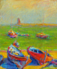 Green sea and boats, 