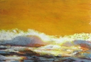 Sea with orange sky,